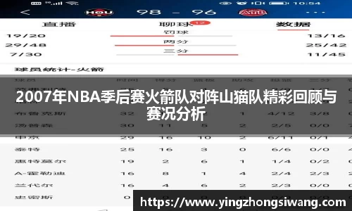 2007年NBA季后赛火箭队对阵山猫队精彩回顾与赛况分析