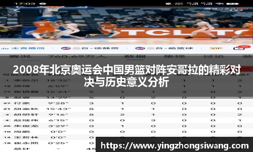 2008年北京奥运会中国男篮对阵安哥拉的精彩对决与历史意义分析
